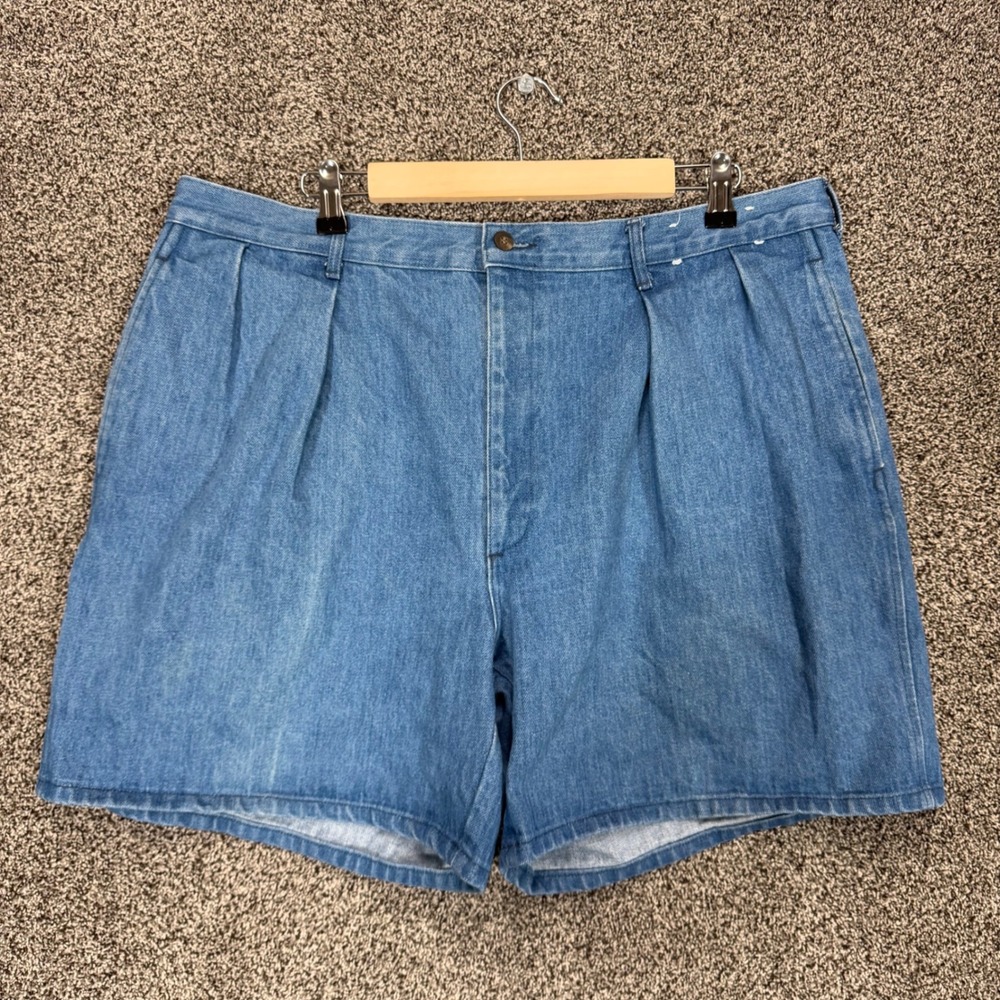 Vintage Polo Country Ralph Lauren Denim Shorts Mens 40 (Fits 38/6) Blue Pleated